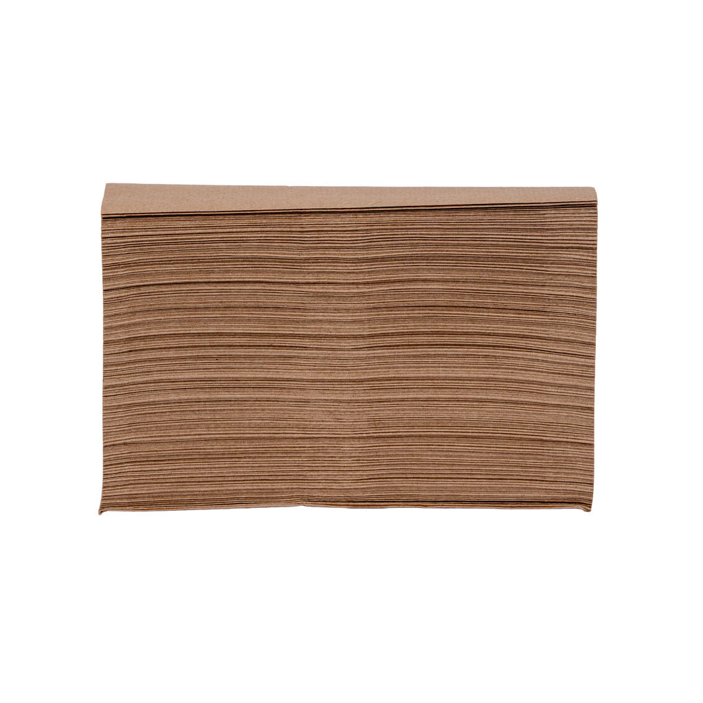 Multifold natural paper towels stacked, showcasing eco-friendly features and embossed texture, suitable for high-traffic restrooms.