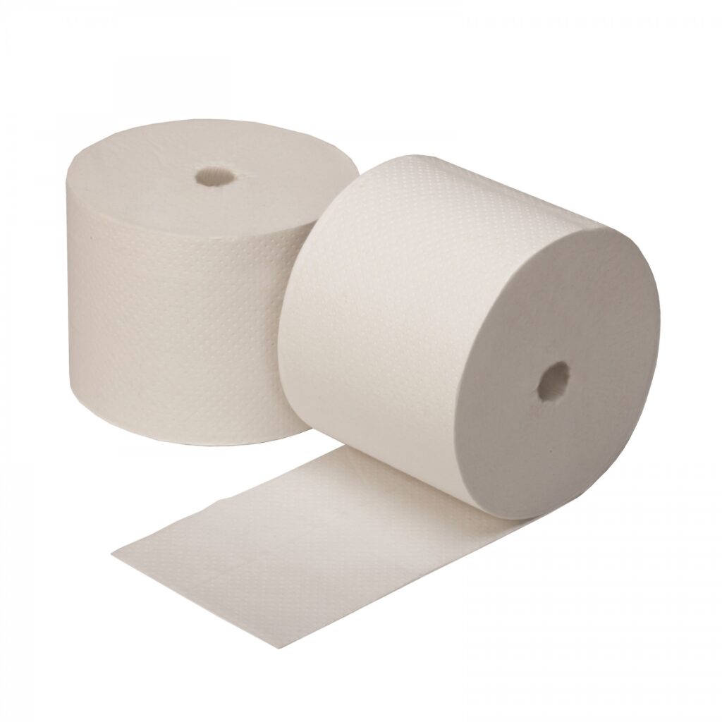 Stack of two rolls of toilet paper