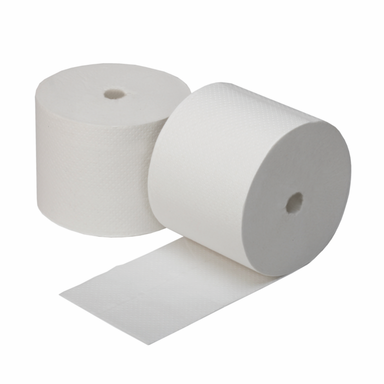 Two rolls of coreless toilet paper side by side