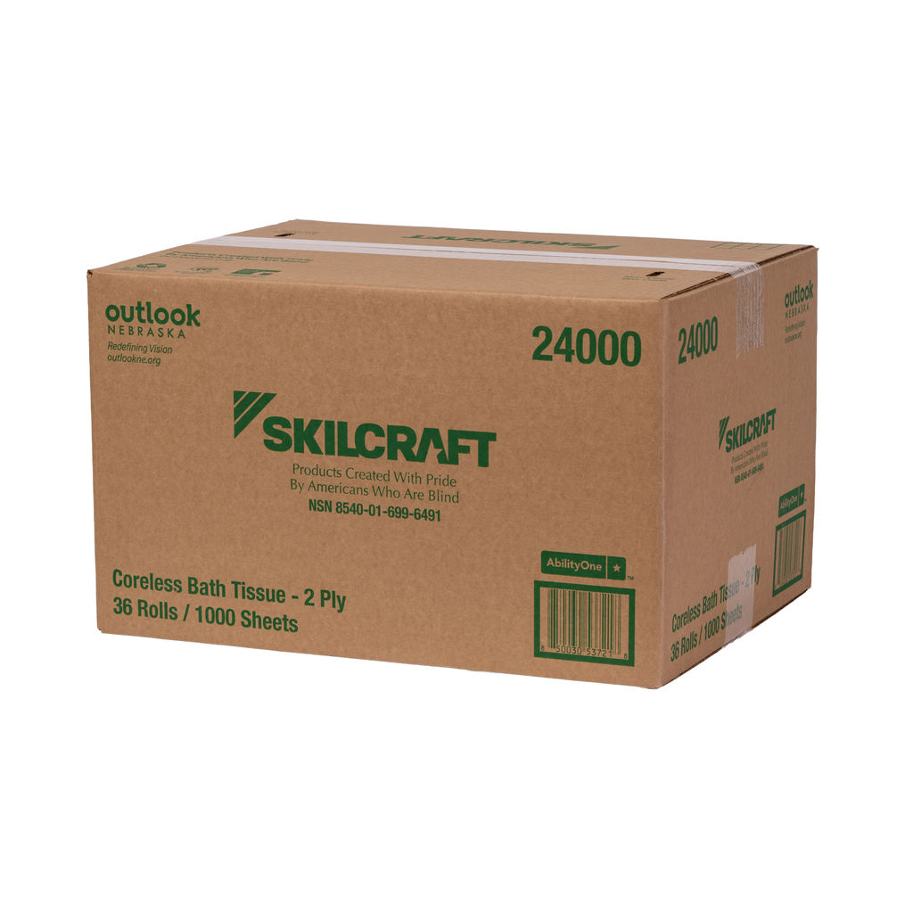 24000 Coreless Standard Roll Tissue Box.