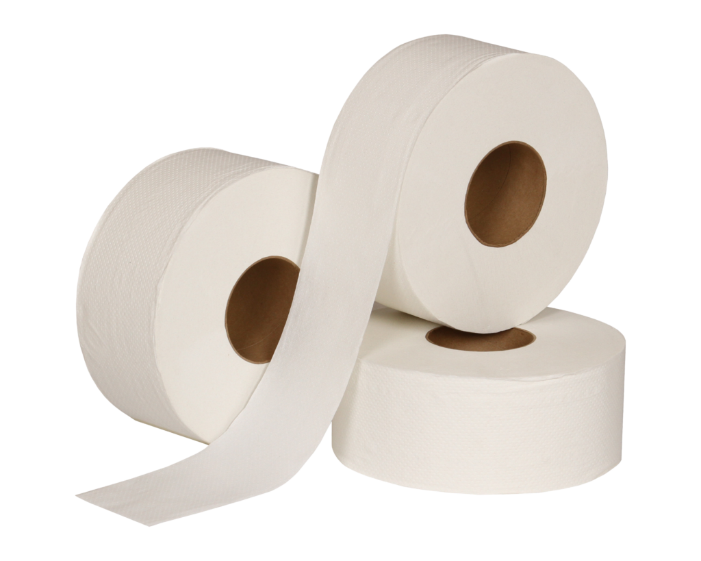 Stack of three rolls of toilet paper