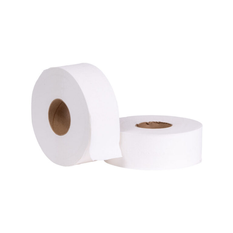 25040 Jumbo Roll Tissue, 2-Ply. Two rolls side by side.