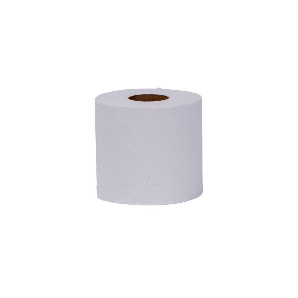 Standard roll bathroom tissue, 1-ply, made from 100% recycled fiber, eco-friendly, suitable for universal dispensers.