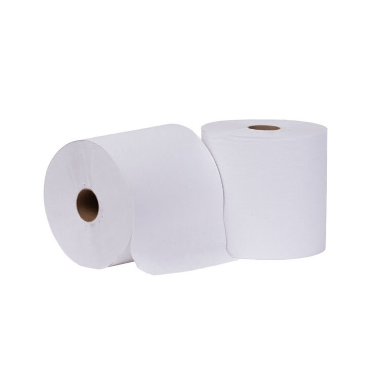 29100 Hardwound White Towel, two rolls side by side.