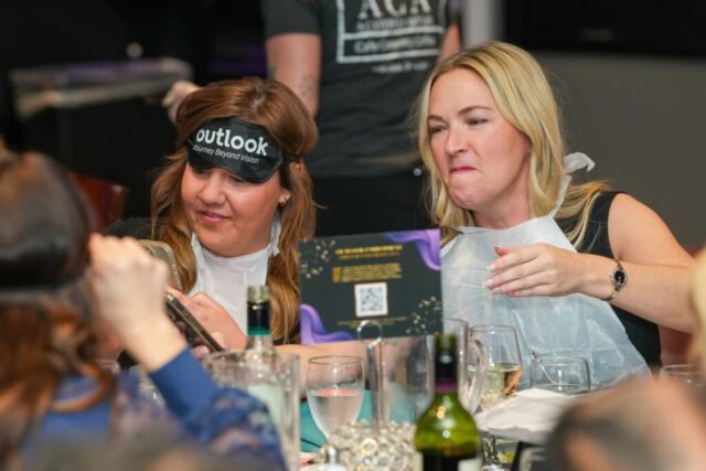 Cassie and Callie at their table.