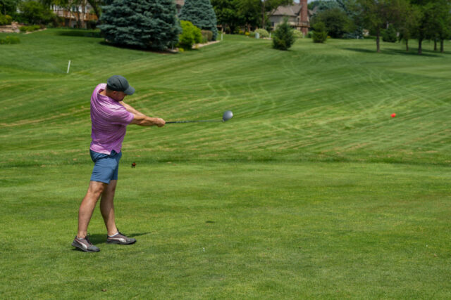 Blake mid swing.